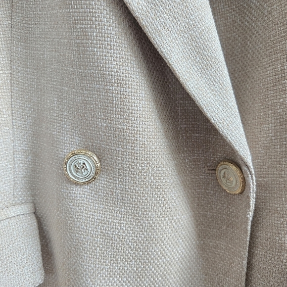 New Zara Double Breasted Lapel Collar Long Taupe Brown Blazer 8370/728/704 Large - Picture 8 of 10